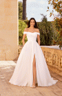 20005 - Dream - Justin Alexander 20005, Off the shoulder Organza wedding dress with full skirt & leg slit - Classic & simple wedding dress collection at Blessings of Brighton, Loyal Parade, Mill Rise, Westdene, Brighton. BN1 5GG