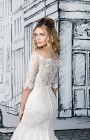 Ivy - Size 12 - Justin Alexander 8903, Off the shoulder lace Mermaid wedding dress with elbow length lace sleeves available at Blessings Bridal Boutique, Brighton, East Sussex, BN1 5GG. Telephone: 01273 505766