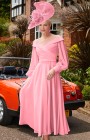 Veni Infantino - 29677 Size 10 - Veni Infantino 29677 - Coral Chiffon dress with Off the shoulder neckline & sleeves Mother of the Bride & groom dresses Now on Sale at Occasions at Blessings Loyal Parade, Mill Rise, Westdene, Brighton. BN1 5GG T: 01273 505766 E: info@blessingsbridal.co.uk