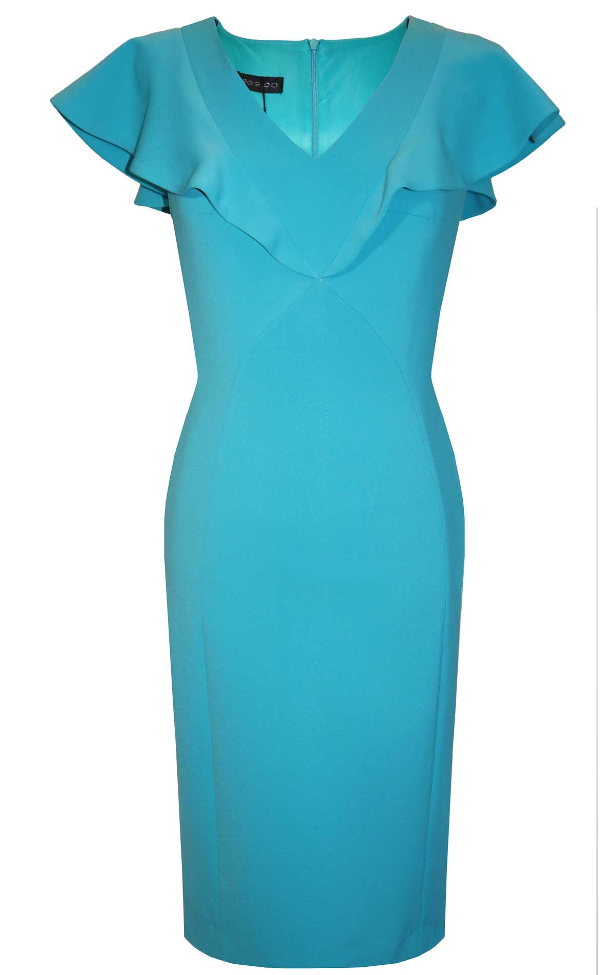 42510 - Sizes 14, 18 £48 - Arggido 42510, Crepe Shift Dress with Fluted Design Cap Sleeves at Blessings Occasion Wear Shop, 1 Loyal Parade, Mill Rise, Westdene, Brighton. BN1 5GG Telephone: 01273 505766. Just off A23/A27 Free Easy Parking.