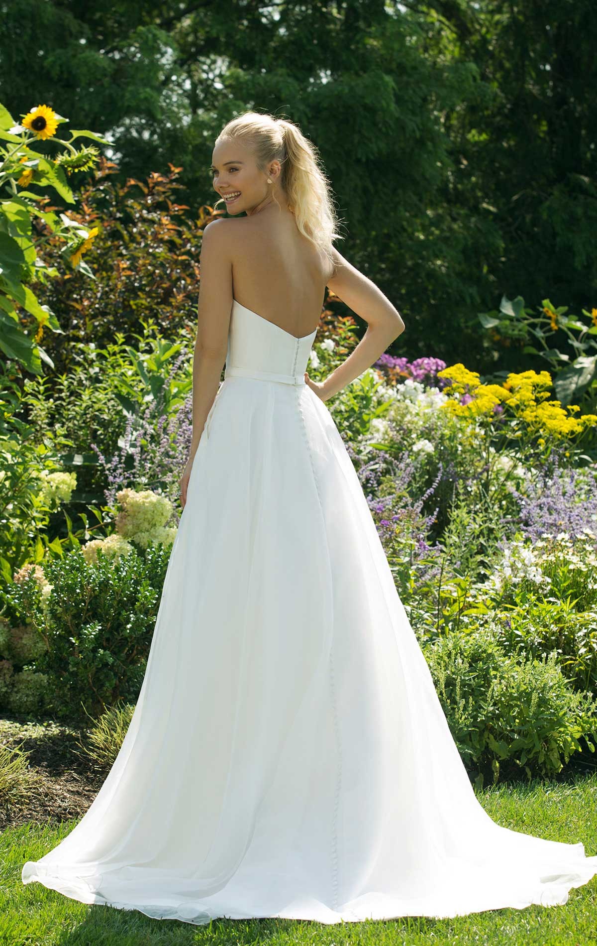 11005 - Sadé Size 14 - Sweetheart 11005 by Justin Alexander,  Modern wedding dress with Strapless Mikado bodice & A-line Organza skirt with pockets.   Affordable Wedding Dress collection at Blessings Bridal Shop, Westdene, Brighton, East Sussex, BN1 5GG. Telephone: 01273 505766