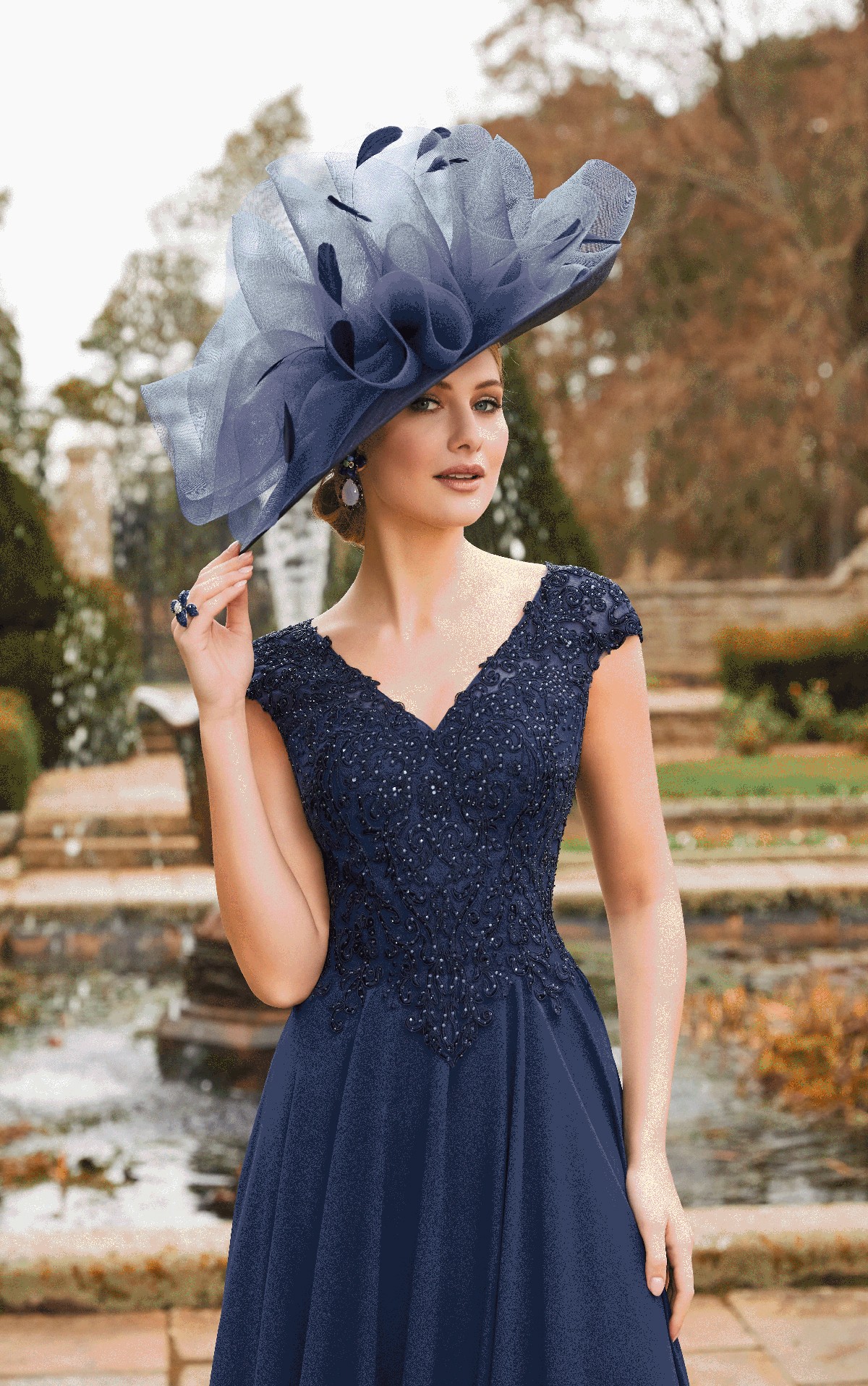 Veni Infantino 991905 - Veni Infantino 991905 Navy chiffon Aline dress with Beaded Lace bodice- Stunning Mother of the Bride & Mother of the Groom dresses at Occasions by Blessings, Loyal Parade, Mill Rise, Westdene, Brighton. East Sussex BN1 5GG T: 01273 505766 E: Occasions@blessingsbridal.co.uk