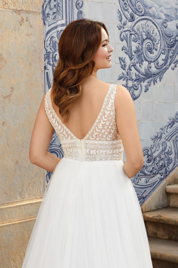 Justin Alexander Sincerity dress 44120 - Beaded Tulle dress with V neckline & beaded bodice - Leading wedding dress collection from Just Alexander at Blessings Of Brighton, Westdene, Brighton. E. Sussex. Free easy Parking. T:01273 505766