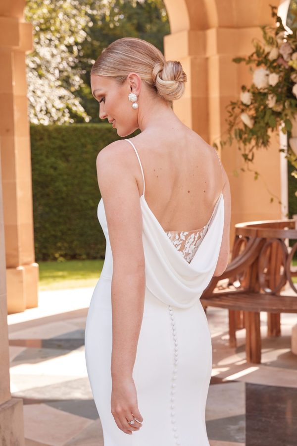 Justin Alexander Sincerity 44322, simple Crepe wedding dress at Blessings Of Brighton