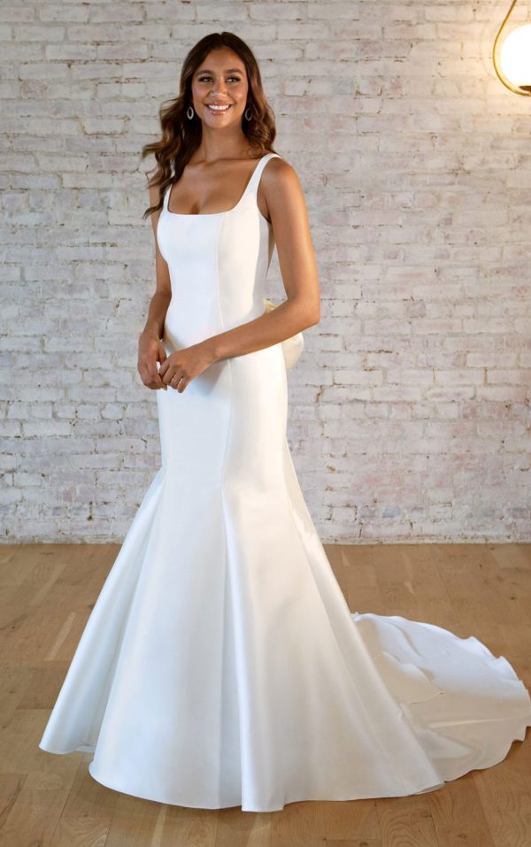 Stella York 7557 Mermaid dress with square neckline at Blessings Of Brighton