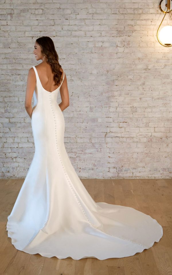 Stella York 7557, square neck plain mermaid dress at Blessings Of Brighton