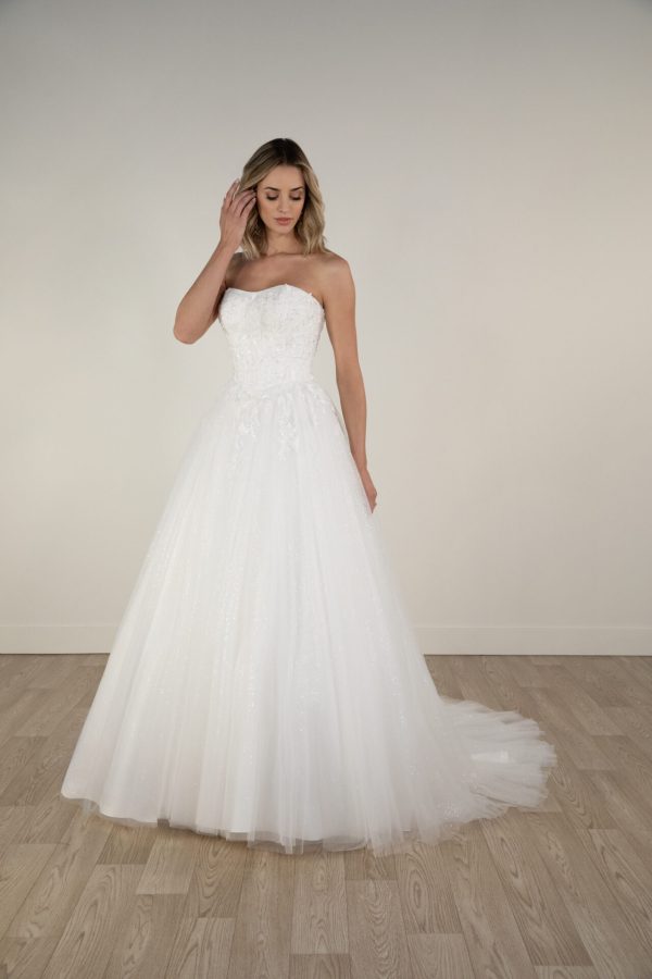 Stella York 7974 Wedding Dress with Tulle Aline skirt